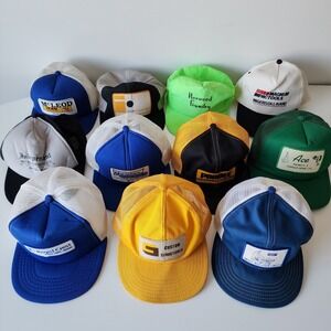 Vintage 80s 90s Trucker Hat Lot of 11 Caps Mesh Construction Pardee Industry